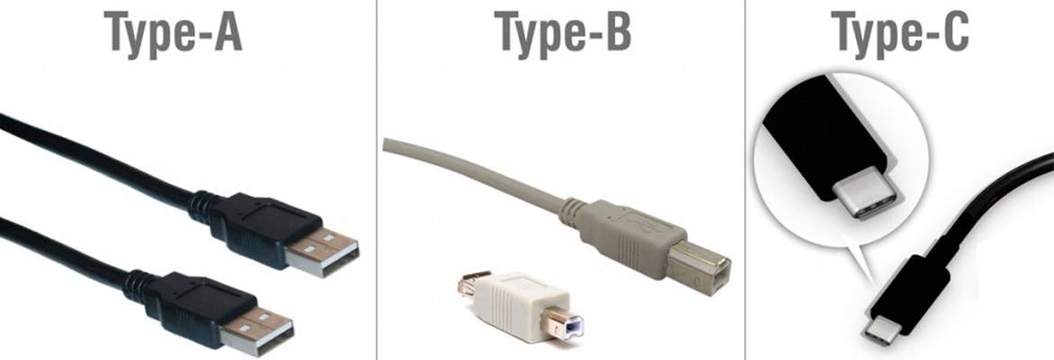 اشکال مختلف درگاه های USB